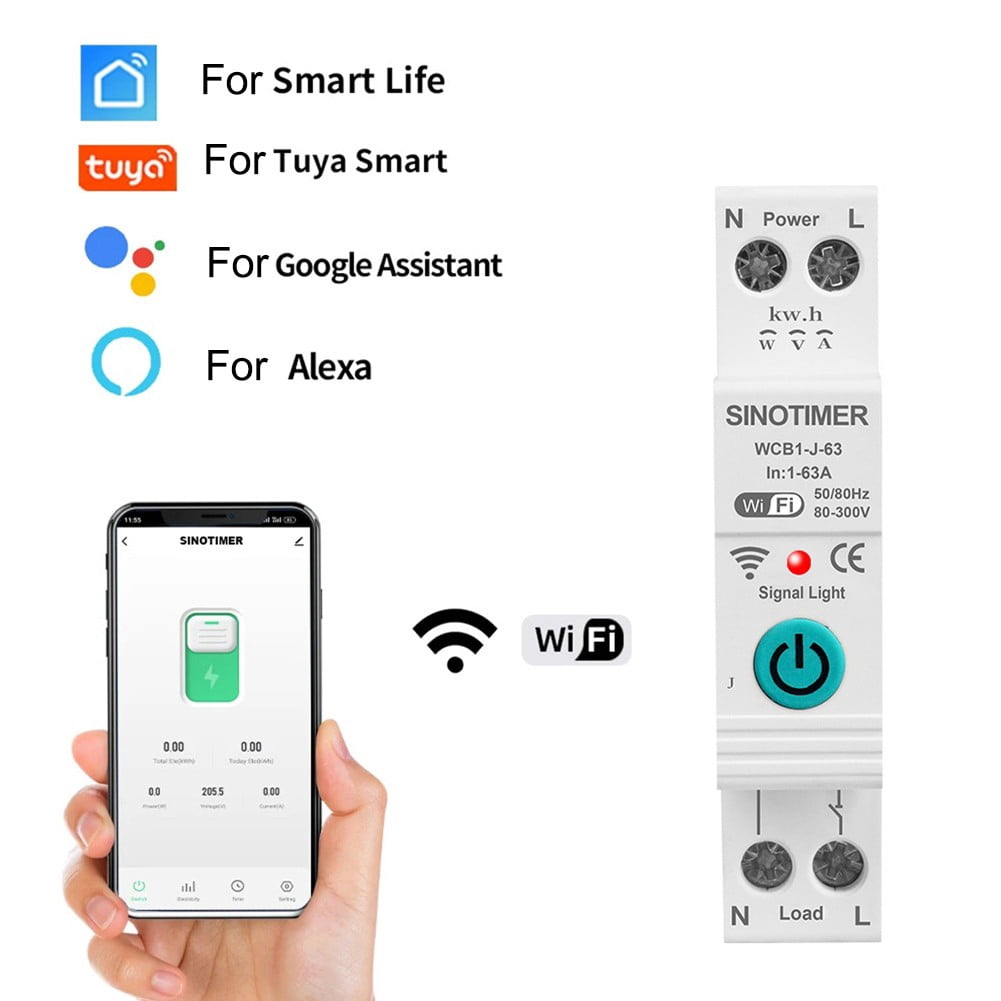 for Tuya Wifi Remote Control Circuit Breaker Timer Switch Protector 60 ...