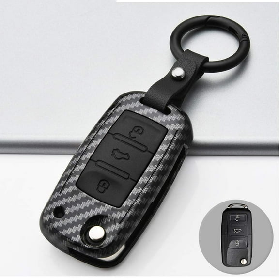 for VW Key Fob Cover,ABS Keycover and Silicone Keycase for Volkswagen Mk6 Bora Jetta GTI Key Fob,Carbon Fiber Pattern