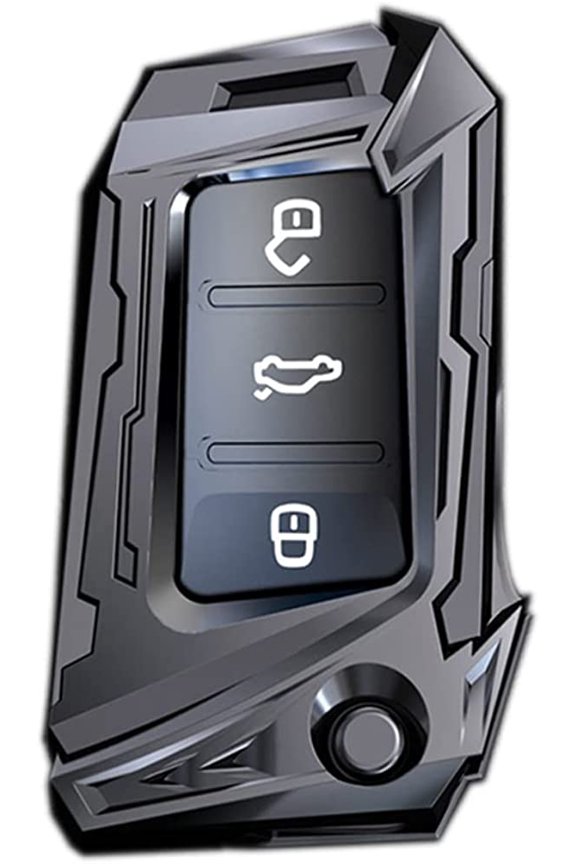 for VW Volkswagen Key Fob Cover, Premium Metal Protector Key Fob Case for VW Jetta Golf Polo MK7 Passat Tiguan Beetle Key Cover With key Chain (Grey)