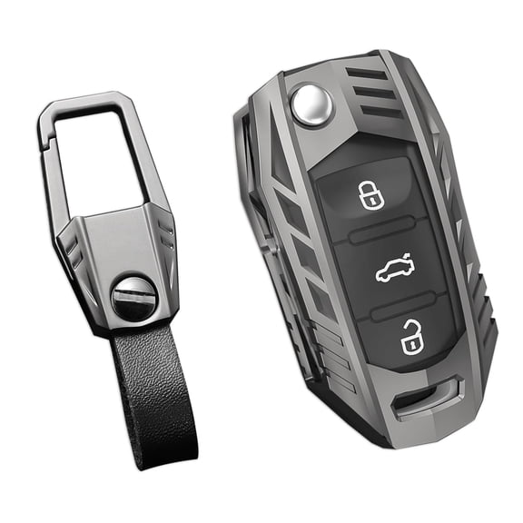for Volkswagen Key Fob Cover,Keychain,Zinc Alloy Protection Car Key Shell Case Compatible with VW Holder Smart Remote Keyless Keyshell Accessories