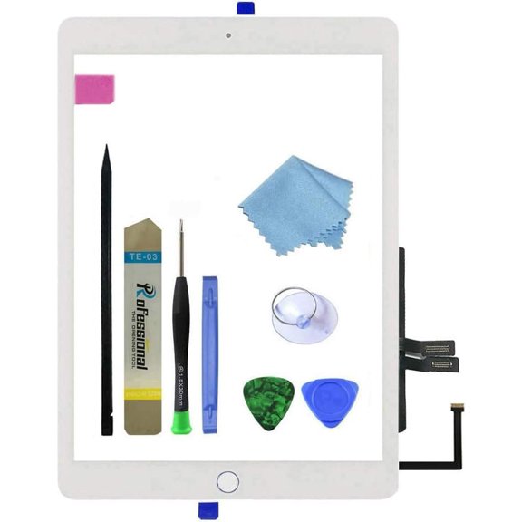 for White iPad 6 2018 6th Generation A1893 A1954  Screen Digitizer Assembly  with  Button,Camera Bracket,Pre-Installed Adhesive,Tool Repair Kit