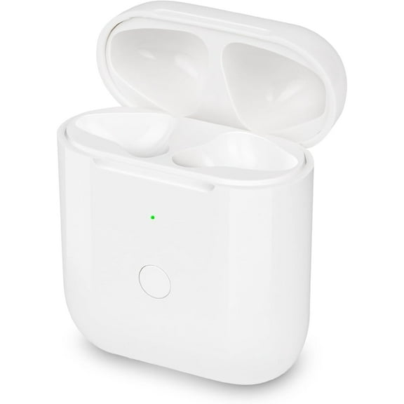 for Wireless Charging Case Compatible with AirPods 1 & 2 Generation, Replacement Charger Case with Bluetooth Pairing Sync Button, White