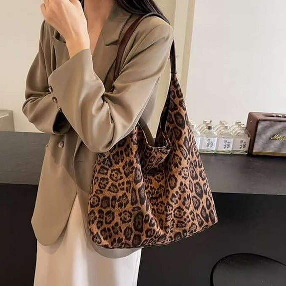 for Women Cheetah Purse Brown Vintage Hobo Large Capacity Work Tote Bag