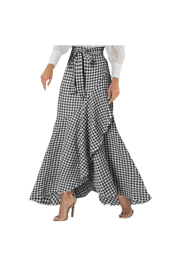 for Women Long Elegant Wrap Plaid High Cut Criss Cross Asymmetrical Skort Women 2026 Clothing Country Concert Y2K