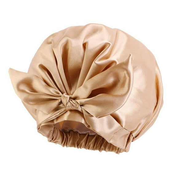 for Women Waterproof Elastic Reusable for Washing Face Make Up Bath Hair Cap for Long Short Braids Shower Bonnet Shower Cap GOLD
