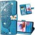 thumbnail image 1 of for Xiaomi Mi 11T Wallet Case,3D Butterfly PU Leather Shell with Credit Card Slots Case Cover for Xiaomi Mi 11T/Pro Rhinestone Blue, 1 of 13