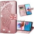 thumbnail image 1 of for Xiaomi Mi 11T Wallet Case,3D Butterfly PU Leather Shell with Credit Card Slots Case Cover for Xiaomi Mi 11T/Pro Rhinestone Rose Gold, 1 of 13
