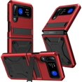 thumbnail image 1 of for ZFlip 3/ ZFlip 4 5G Heavy Duty Metal Case with Stand Cover  Rugged Compatible with Samsung Galaxy Z flip 3/4 5G Phone Case Hard Funda Red, 1 of 14