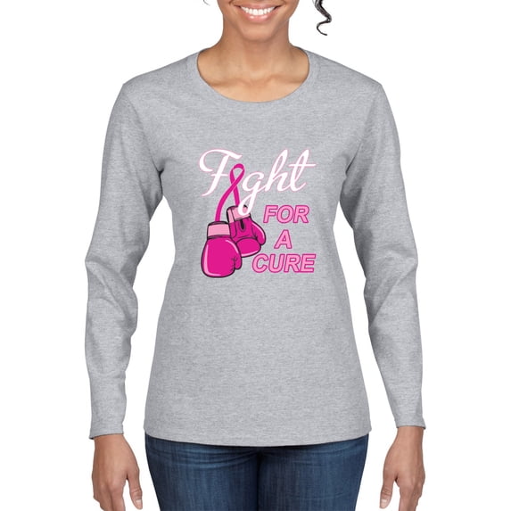 for a Support Awareness Womens Graphic Long Sleeve T-Shirt, Heather Grey, Small