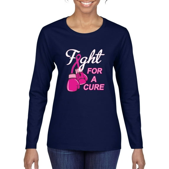 for a Support Awareness Womens Graphic Long Sleeve T-Shirt, Navy, X-Large