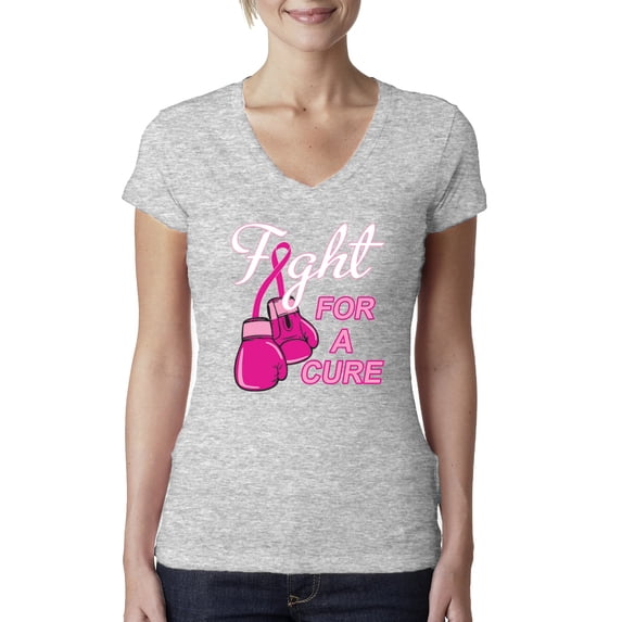 for a Support Awareness Womens V-Neck Tee, Heather Grey, 2XL