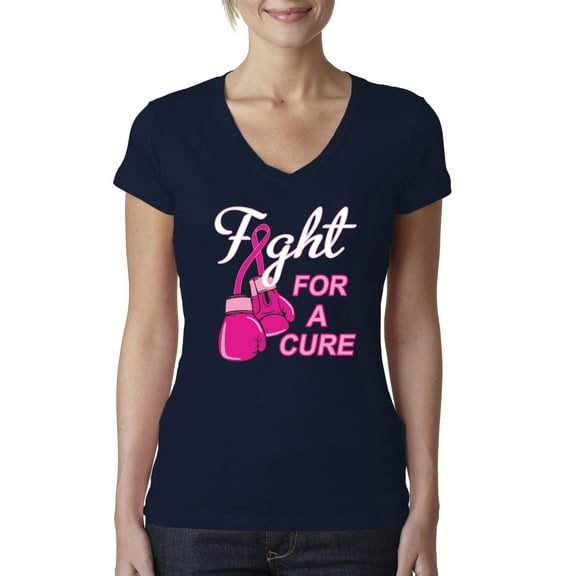 for a Support Awareness Womens V-Neck Tee, Navy, X-Large