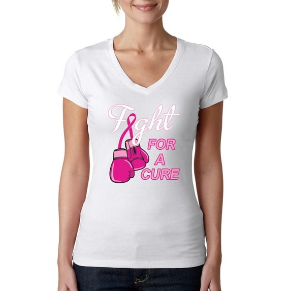 for a Support Awareness Womens V-Neck Tee, White, 2XL