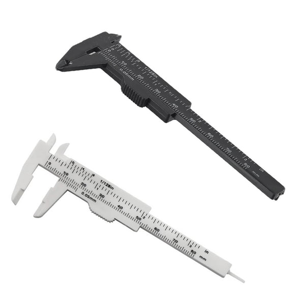 for for Mini Plastic Sliding Vernier Caliper Gauge 80mm for Precision Measurement, Compact Pocket Ruler Tool Set of 2 Black and White