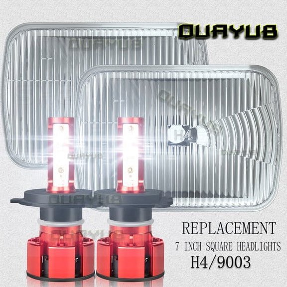 for ford F650 F750 F250/350/450 Super Duty 5x7'' 7x6'' LED Crystal Clear Glass Lens Headlight Set