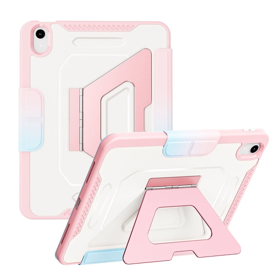 for iPad 12th/11th/10th Generation 2025/2024/2022 Case, Multi-Angle Fold Magnetic Stand, Detachable Cover with Sleep Wake, Pink and Blue