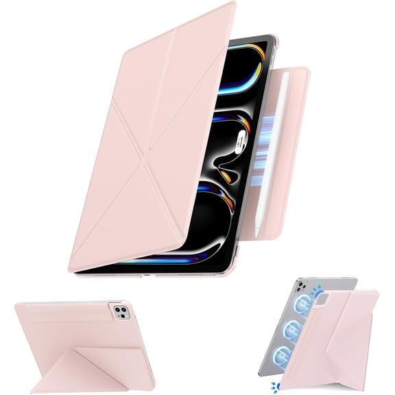 for iPad Pro 13 inch Case (M5/M4) 2025/2024, Magnetic Slim Foldable Multi-Angle Folio Cover, Auto Wake/Sleep & Hidden Pencil Holder