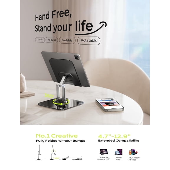 for iPad Stand Holder Adjustable Tablet Stand for Desk, 2026 for iPad Accessories Rotating Display Stand PC Office Accessories for Desk Women Kindle