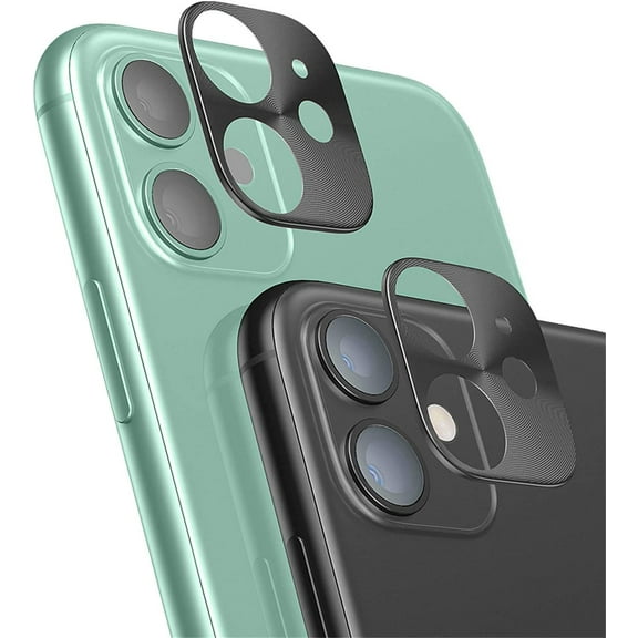 for iPhone 11 Camera Lens Protector - [2 Pack] Premium Aluminum Alloy Back Rear Camera Lens Screen Cover Case Shield - Black