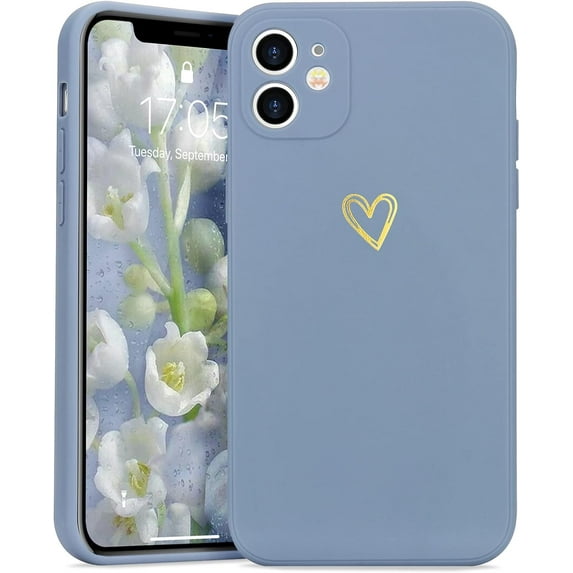 for iPhone 11 Case Cute Slim Shockproof Phone Case with Wireless Charging Support and Protection, Blue Grey