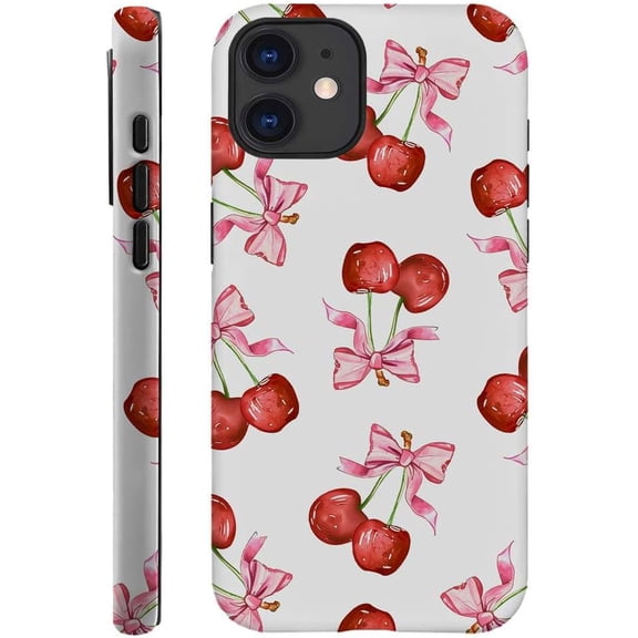 for iPhone 11 Case, HH2 Bow Tie Cherry Hybrid 2 Layer Hard Shell Silicone Protective Pattern Design Case