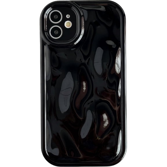 for iPhone 11 Case,Water Ripple Wave Meteorite Bubble Chrome Plating Soft Phone Case (Black)