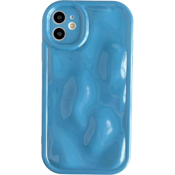 for iPhone 11 Case,Water Ripple Wave Meteorite Bubble Chrome Plating Soft Phone Case (Blue)