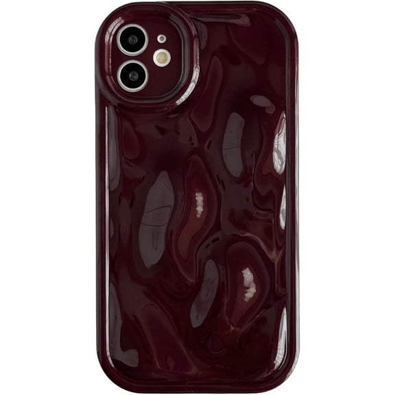 for iPhone 11 Case, Water Ripple Wave Meteorite Bubble Pattern Chrome Plating Soft Compatible with iPhone Case (Wine Red,iPhone 11)