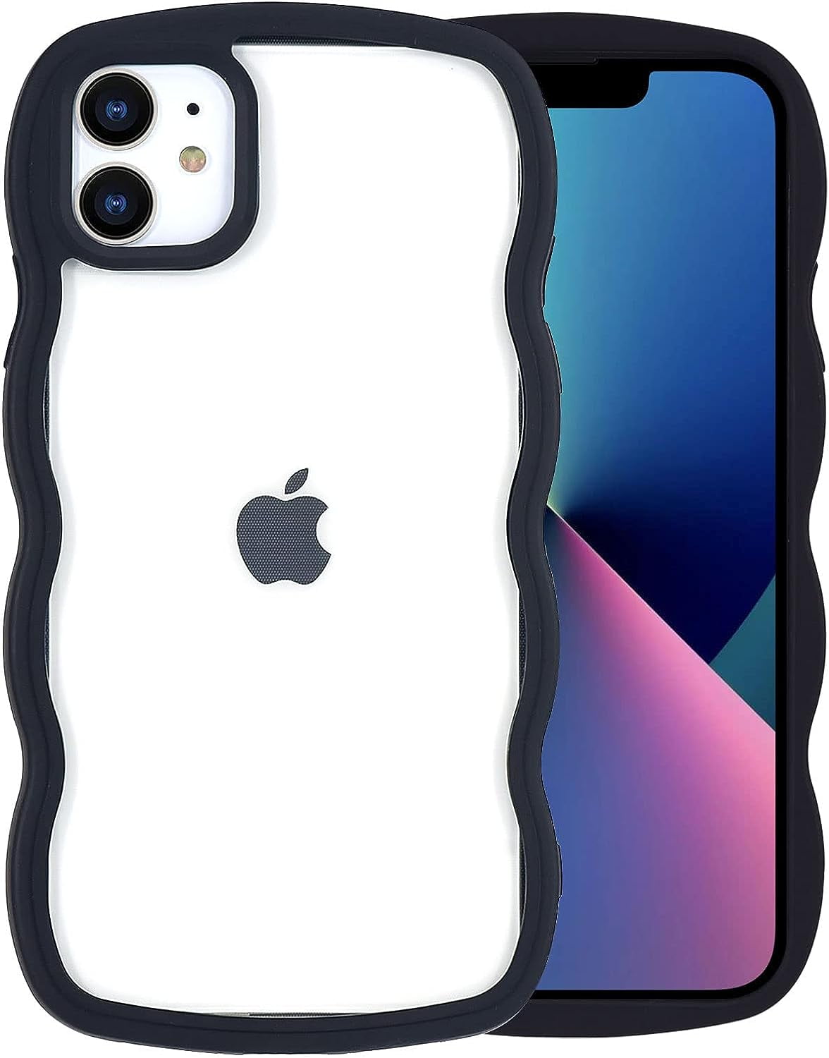 for iPhone 11 Case, Wave Frame Clear Back Soft Cute iPhone 11