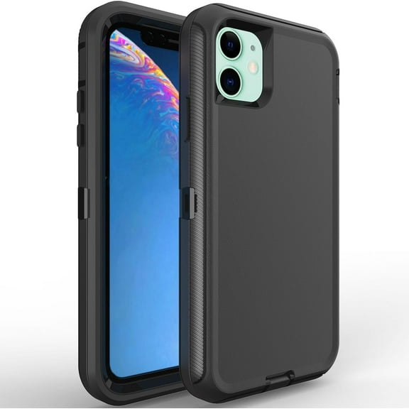 for iPhone 11 Case for iPhone 11 Case Military Drop Shockproof Heavy Duty Rugged 3 in 1 Protection Cover for iPhone 11 Phone Case (Black+Black)