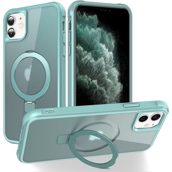 for iPhone 11 Case with Magnetic O-Ring Stand Translucent Case for iPhone 11 6.1" [Compatible with MagSafe], Blue