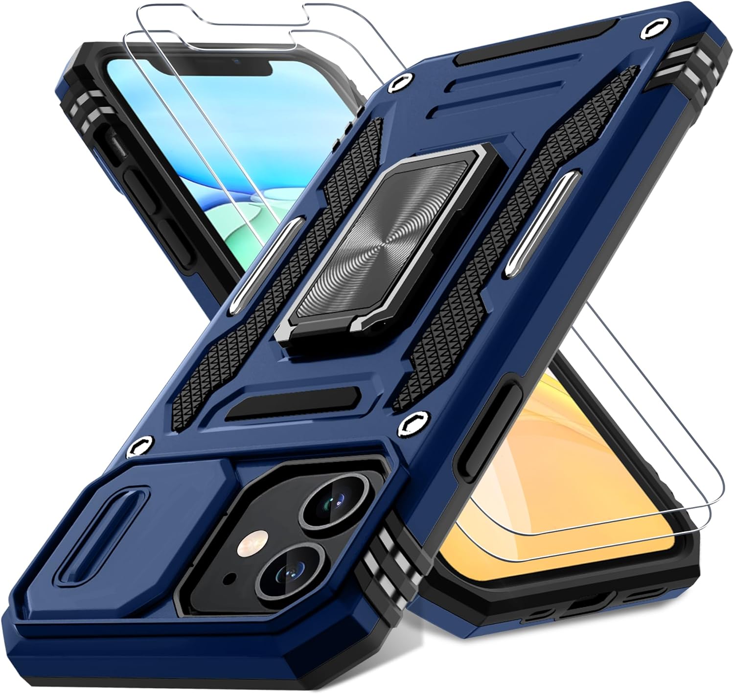 for iPhone 11 Case with Slide Camera Cover+Screen Protector(2 Packs