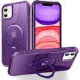 thumbnail image 1 of for iPhone 11 Case with Stand [ Grade Drop Tested][Compatible with Magnet] Ring Translucent Slim Hard Back Soft Edge, Purple, 1 of 14