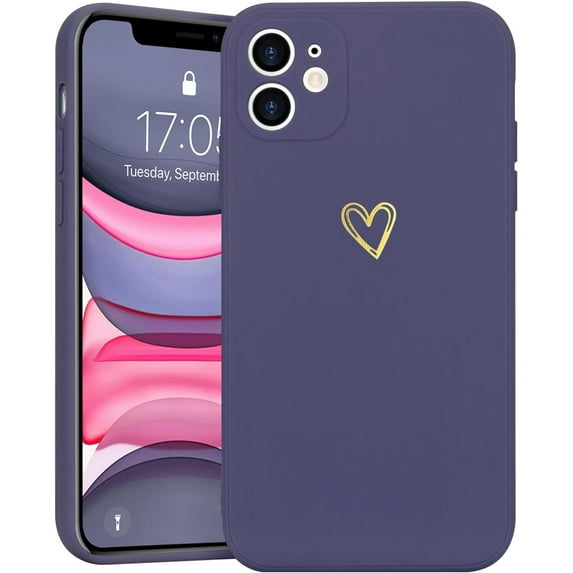 for iPhone 11 Phone Case Cute Slim Shockproof Case with Wireless Charging Support and Protection, Deep Purple