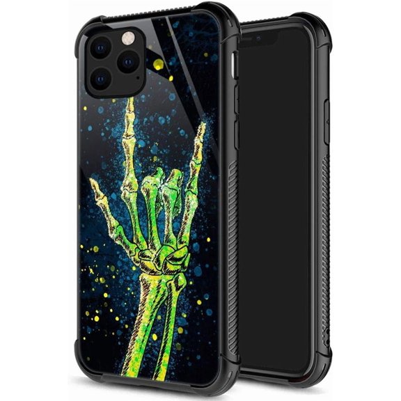 for iPhone 11 Pro Case, Military-Grade Protection, All-Around Shockproof Corners, Anti-Scratch Phone Case for iPhone 11 Pro, Green Skeleton Hand
