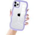 thumbnail image 1 of for iPhone 11 Pro Max Case Shockproof Clear Hybrid Slim Wave Frame Shape Cute Phone Protective Case for iPhone 11 Pro Max 6.5 INCH Purple, 1 of 14