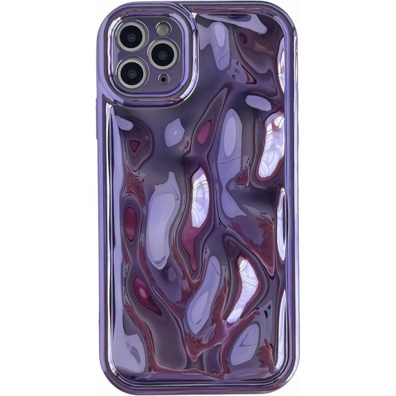 for iPhone 11 Pro Max Case,Water Ripple Wave Meteorite Bubble Chrome Plating Soft Phone Case (Light Purple)