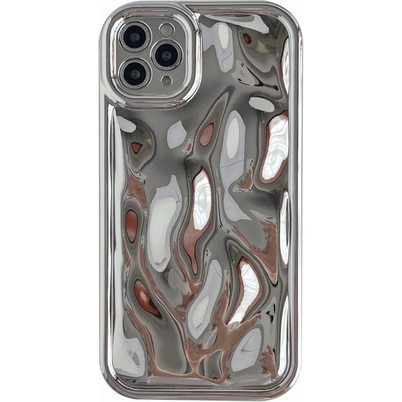 for iPhone 11 Pro Max Case,Water Ripple Wave Meteorite Bubble Chrome Plating Soft Phone Case (Light Silver)