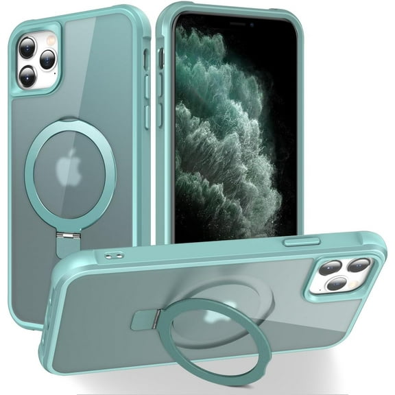for iPhone 11 Pro Max Case with Magnetic O-Ring Stand Translucent Case for iPhone 11 ProMax 6.5" [Compatible with MagSafe], Blue