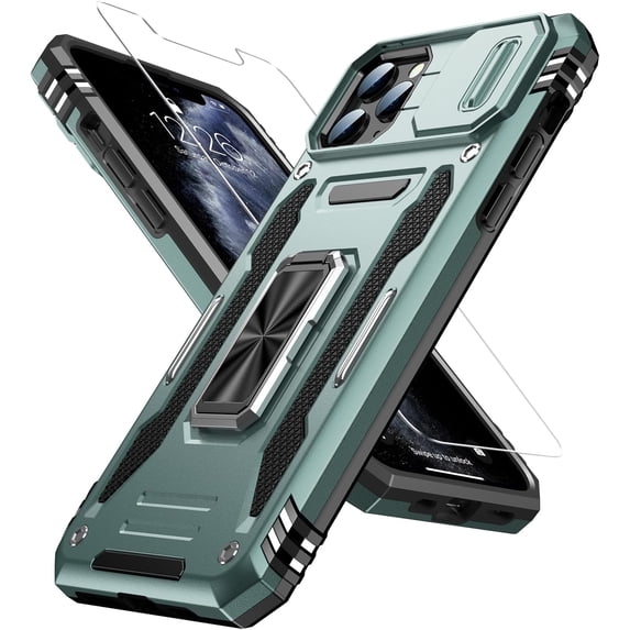 for iPhone 11 Pro Max Case with Screen Protector,Sliding Camera Cover,-Grade Cover with Stand Phone Case 6.5" Pale Green