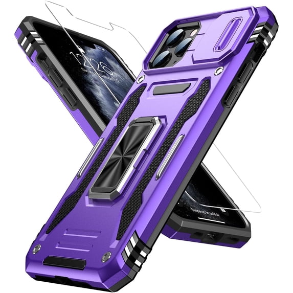 for iPhone 11 Pro Max Case with Screen Protector,Sliding Camera Cover,-Grade Cover with Stand Phone Case 6.5" Purple