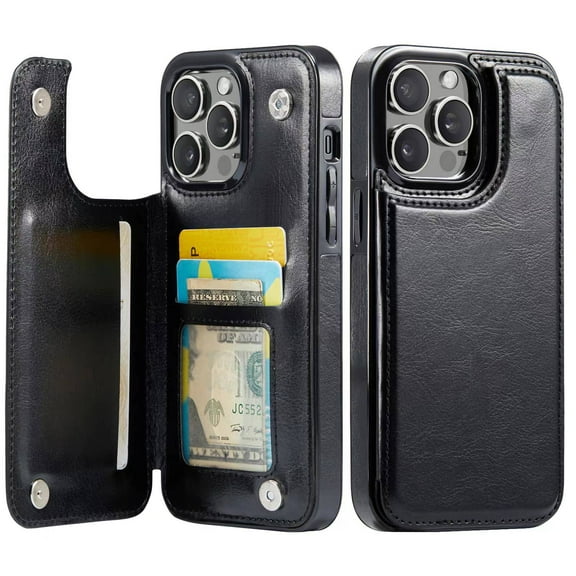 for iPhone 11 Pro Wallet Case with Card Holder, PU Faux Leather Kickstand Card Slots Case, Double Magnetic Clasp and Durable Shockproof Cover