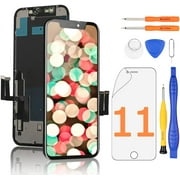 for iPhone 11 Screen Replacement Kit Full HD COF LCD Display 3D Touch Digitizer Frame Full Assembly with Repair Tool for Model A2111, A2223, A2221 Black 6.1inch