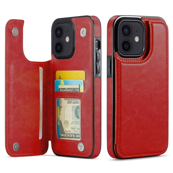 for iPhone 11 Wallet Case with Card Holder, PU Faux Leather Kickstand Card Slots Case, Double Magnetic Clasp and Durable Shockproof Cover