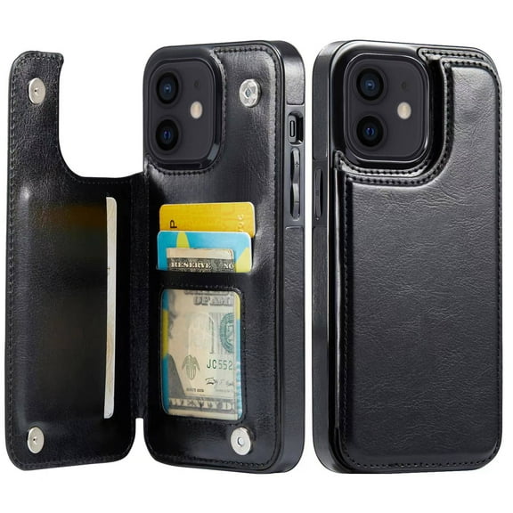 for iPhone 11 Wallet Case with Card Holder, PU Faux Leather Kickstand Card Slots Case, Double Magnetic Clasp and Durable Shockproof Cover