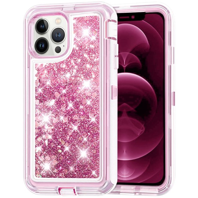 for iPhone 12/12 Pro/12 Pro Max, Liquid Glitter Case Luxury Floating