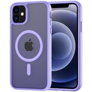 for iPhone 12 / 12 Pro Case Compatible with MagSafe, Translucent Matte Shockproof Phone Case Cover - Purple