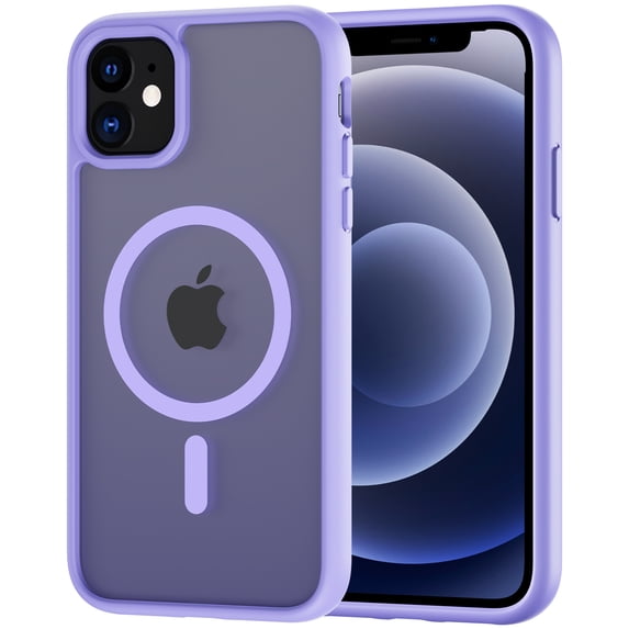 for iPhone 12 / 12 Pro Case Compatible with MagSafe, Translucent Matte Shockproof Phone Case Cover - Purple