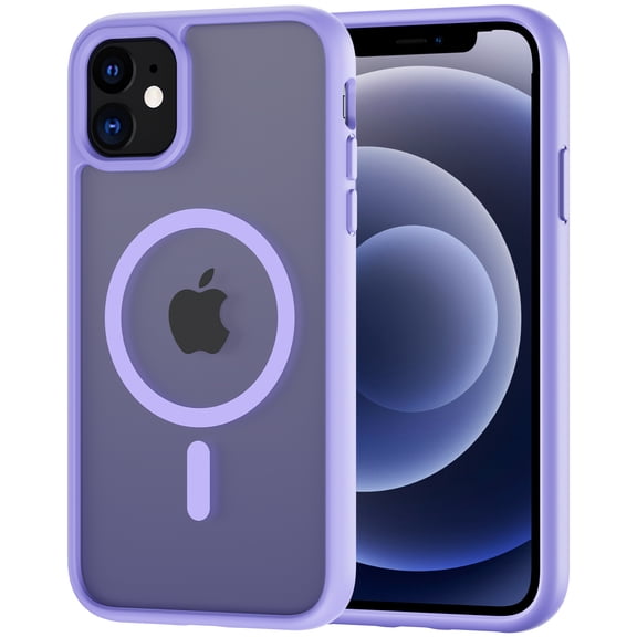 for iPhone 12 / 12 Pro Case Compatible with MagSafe, Translucent Matte Shockproof Phone Case Cover - Purple