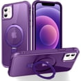 thumbnail image 1 of for iPhone 12/12 Pro Case with Stand [ Grade Drop Tested][Compatible with Magnet] Ring Translucent Slim Hard Back Soft Edge, Purple, 1 of 12